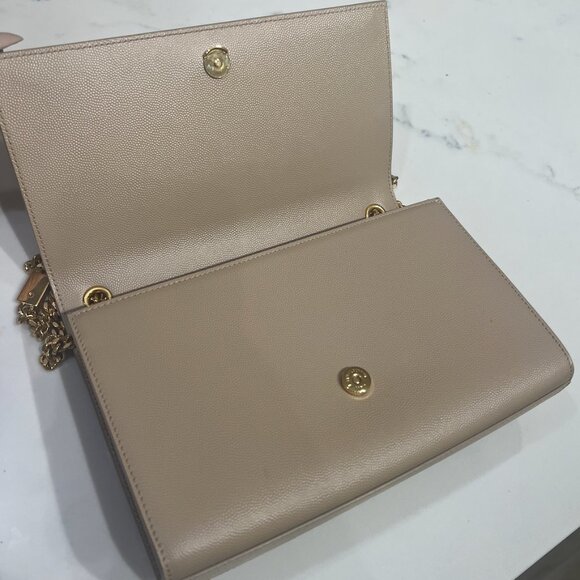 YSL Kate Medium Grain De Poudre Embossed Leather Dark Beige - Picture 5 of 10